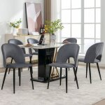 Chaise salle � manger lot de 6 assise velours chaise design motif diamant pieds r�glables m�tal gris
