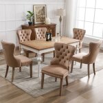 Chaise salle  manger - lot de 6 - campagne - pieds en bois massif - revtement en velours - garniture ...