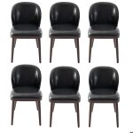 Chaises de salle � manger - hoerfuriy - lot de 6 - simili pu cuir noir - style scandinave - ergonomique ...