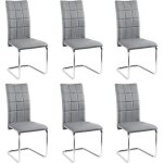 Chaises salle  manger lot de 6 chaise pied luge rembourre epais chaise cantilever en velours gris fonc ...