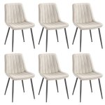 Chaise salle � manger - lot de 6 - pieds m�tal - dossier ergonomique - beige cappuccino et noir