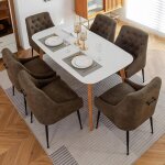 Dyhome chaises de salle  manger lot de 6 avec pieds en mtal noir chaises de cuisine modernes en pu ...