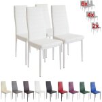 Chaises de salle à manger - albatros - milano blanc - métal et simili cuir - lot de 4 Chaises de salle à manger - albatros - milano blanc - métal et simili cuir - lot de 4