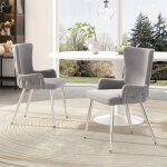 Chaises de salle � manger contemporain - lot de 2 - chaise de cuisine rembourr�e - pieds en m�tal argent� ...