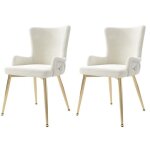 Chaises de salle � manger contemporain - lot de 2 - chaise de cuisine rembourr�e - pieds en m�tal dor�s ...
