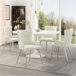 Chaises de salle à manger contemporain - lot de 4 - chaise de cuisine rembourrée - pieds en métal argenté ... Chaises de salle à manger contemporain - lot de 4 - chaise de cuisine rembourrée - pieds en métal argenté ...