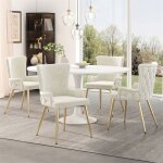 Chaises de salle � manger contemporain - lot de 4 - chaise de cuisine rembourr�e - pieds en m�tal dor�s ...