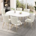 Chaises de salle � manger contemporain - lot de 6 - chaise de cuisine rembourr�e - pieds en m�tal dor�s ...