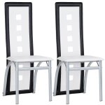 Chaise de salle � manger en cuir pvc - lot de 2 - dossier haut si�ge large - style �l�gantes - blanc ...