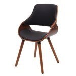 Chaise de salle  manger - dcoshop26 - design rtro - synthtique noir - pieds en bois marron - 1 place ...
