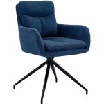 Chaise de salle a manger x1 avec accoudoirs assise fonction pivotante en tissu bleu 10 0007177