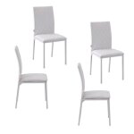 Chaises salle � manger design blanc lot de 4 - dossier simili cuir confortable - repose - pieds int�gr� ...