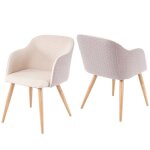 Chaises de salle  manger - design rtro - lot de 2 - accoudoirs - tissu beige - confortables