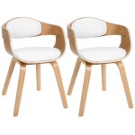 Chaises de salle à manger - design rétro - pvc blanc - structure en bois clair - lot de 2 - confortables ... Chaises de salle à manger - design rétro - pvc blanc - structure en bois clair - lot de 2 - confortables ...