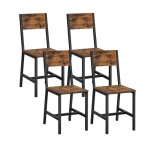 Chaise de salle � manger - helloshop26 - lot de 4 - acier noir - bois marron rustique - style industriel ...