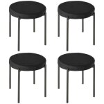 Lot de 4 tabourets empilables - homcom - sans dossier - sige en velours ronde - pour cuisine salle  ...