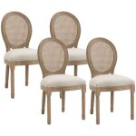 Chaise de salle  manger - homcom - tissu polyester au toucher lin - 49x56x96cm - beige