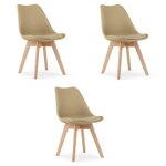 Chaise de salle � manger mark - design �l�gant et confort optimal coloris beige fonc� & pieds en bois ...