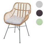 Chaise de salle � manger mcw - p17 kubu rotin m�tal rembourrage cr�me