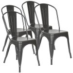 Chaise de salle  manger en mtal noir style moderne h76cm - nuo - lot de 4