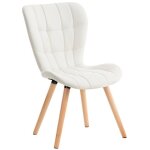 Chaise de salle  manger - noname - dossier haut - simili cuir blanc - pitement en bois - confortable ...