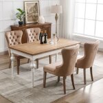 Chaise de salle � manger - oem - lot de 4 - velours marron - pieds r�glables - heurtoir unique