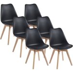 Chaises de salle  manger scandinave lot de 6 chaise noire chaise bureau avec pieds en bois de htre ...