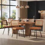 Chaise salle  manger similicuir marron (lot de 6) - style rtro & luxe - fauteuil salon&coiffeuse ergonomique ...