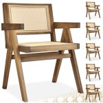 Chaises de salle  manger - tectake - lot de 6 fauteuils lissy style boho avec cannage viennois en bois ...