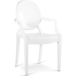 Chaise de salle à manger transparente - design avec accoudoirs - louis king blanc Chaise de salle à manger transparente - design avec accoudoirs - louis king blanc