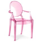 Chaise de salle  manger transparente - design avec accoudoirs - louis king rose transparent