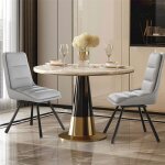 Chaise salle  manger - unho - lot de 2 - pivotante 360 - cuir gris - confort ergonomique
