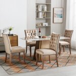 Chaise de salle � manger - velours - camel clair - lot de 4 - pieds en bois massif - rembourr�e