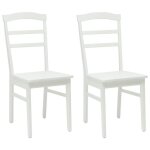 Chaise de salle � manger vintage - vidaxl - blanc - bois de caoutchouc massif - 36x455x935 cm - lot de ...