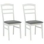 Chaise de salle � manger vintage - vidaxl - blanc et gris - bois de caoutchouc massif - 36x455x935 cm ...