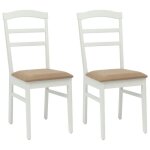 Chaise de salle � manger vintage - vidaxl - blanc et marron - bois de caoutchouc massif - 36 x 455 x ...