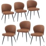 Chaise salle a mangerlot de 6chaises de cuisine modernes en cuirmarron - pu - marron vintage Chaise salle a mangerlot de 6chaises de cuisine modernes en cuirmarron - pu - marron vintage