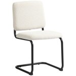 Chaise salle  manger - homcom - avec revtement en effet laine boucle - sige rembourr et pieds en ...