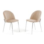 Chaises - sonia - lot de 2 - velours crme - pieds en mtal - design contemporain