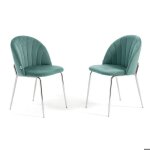 Chaises - sonia - lot de 2 - velours - m�tal - vert jade / argent