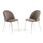 Chaises - sonia - lot de 2 - velours - pieds en m�tal - gris tourterelle / argent