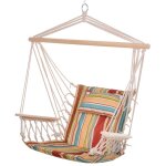 Chaise suspendue - outsunny - respirant portable - accoudoirs oreiller - coton macram� polyester - 100 ...