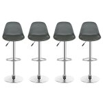 Chaise et tabouret de bar . mipan. lot de 4. hauteur r�glable. rotation. pu. gris