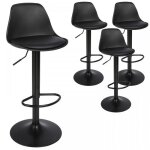 Chaise et tabouret de bar. mipan. lot de 4. hauteur r�glable. rotation. pu. max:120kg. noir