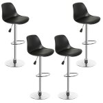 Chaise et tabouret de bar . mipan. lot de 4. hauteur r�glable. rotation. pu. noir