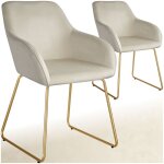 Chaises - tectake - lot de 2 fauteuils de salle � manger jeanne aspect velours rembourr� 57 x 61 x 855 ...