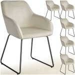 Chaises - tectake - lot de 6 fauteuils de salle � manger jeanne aspect velours rembourr� 57 x 61 x 855 ...