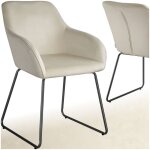 Chaise - tectake - fauteuil de salle  manger jeanne aspect velours rembourr 57 x 61 x 855 cm - crme ...