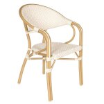 Chaise de terrasse style parisien aluminium et rotin synthétique beige - oviala Chaise de terrasse style parisien aluminium et rotin synthétique beige - oviala