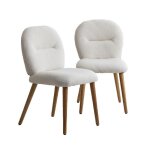 Chaise en tissu bouclette blanche ayse (lot de 2)